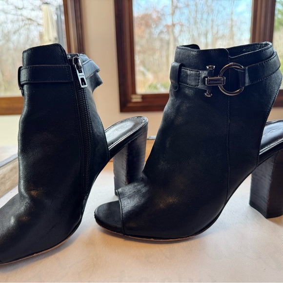 Coach Black Leather Peep-Toe Heels - Picture 1 of 2